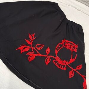 Black skirt, embroidered owl